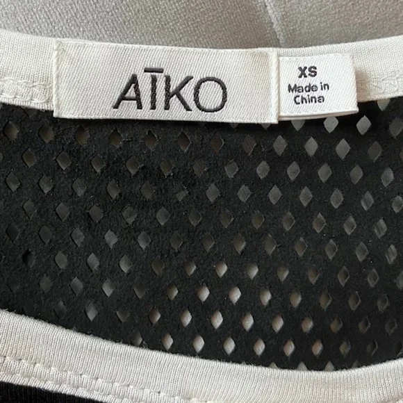 AIKO Black & White Top/Black leather back panel/Size XS - Picture 6 of 6